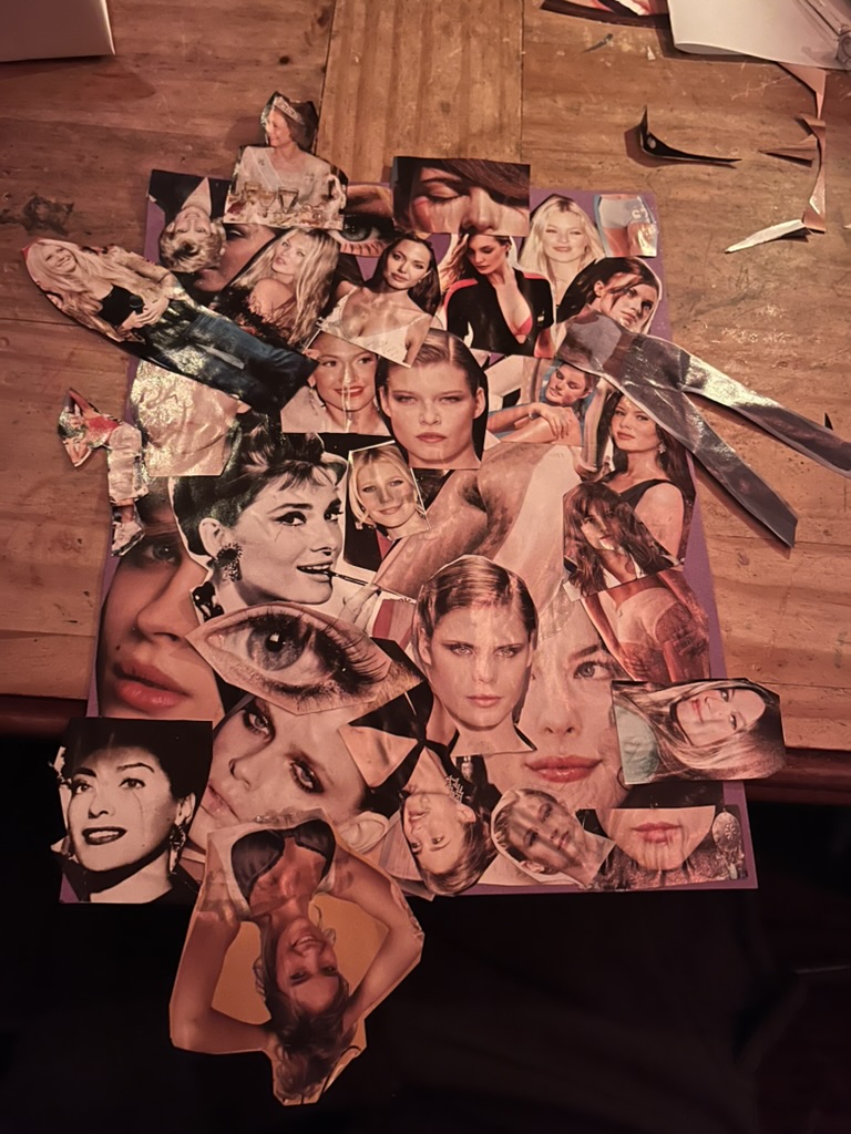 The full collage, overflowing with women cut from magazines