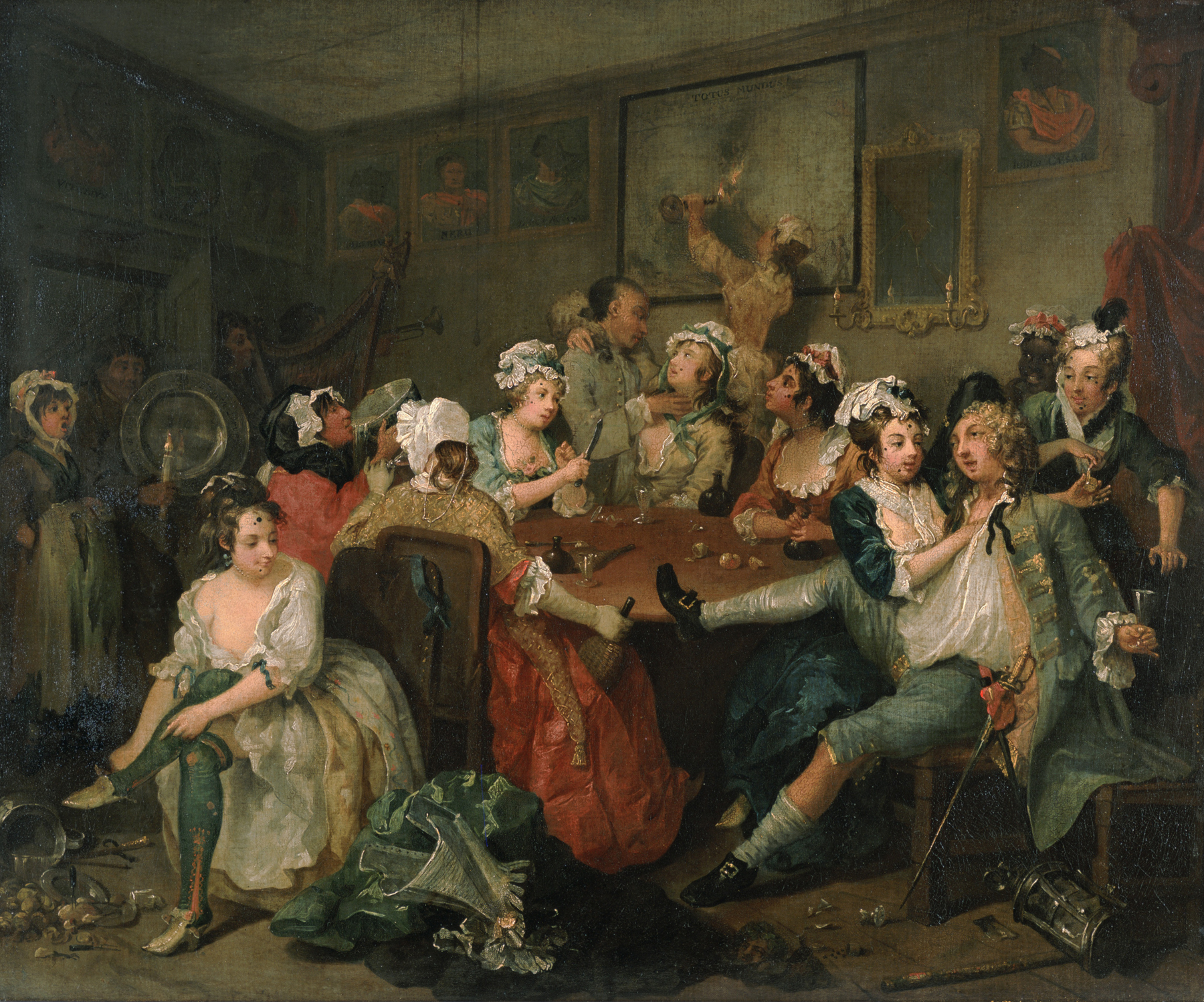 A Rake's Progress, 3: The Tavern Scene by William Hogarth, c. 1733–1735, oil on canvas